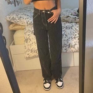 black cross stitch carpenter pants